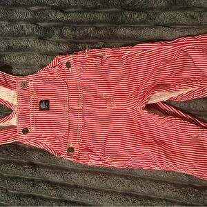 OshKosh B'gosh Red and White Striped Kids Overalls